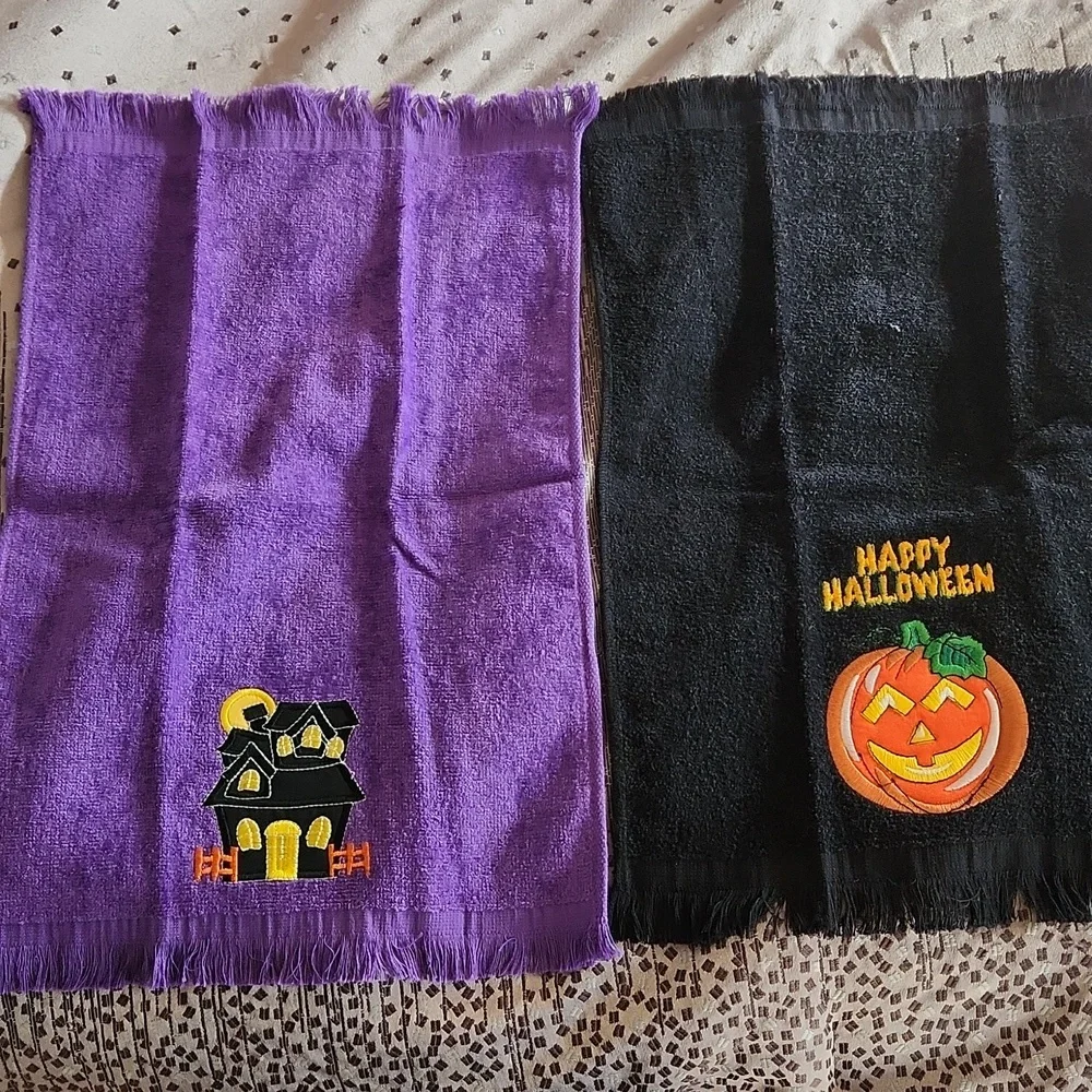 Halloween Themed Hand Towels - Purple and Black